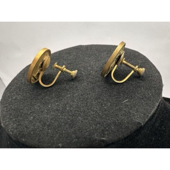 Vintage French Emperor Napoleon Bonaparte Coin Gold Tone Earrings Screw Back BR - Picture 3 of 11